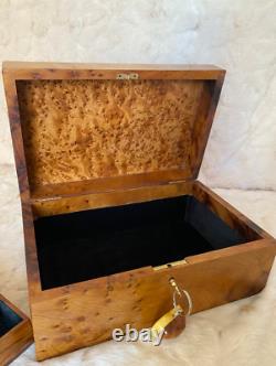 Handmade Thuya Wood Jewelry Watch Box Organizer with Key, Wedding, anniversary gif