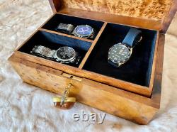 Handmade Thuya Wood Jewelry Watch Box Organizer with Key, Wedding, anniversary gif