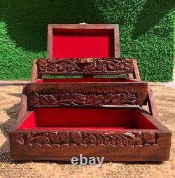 Handmade Wooden Three Step Jewelry Box Indian RoseWood
