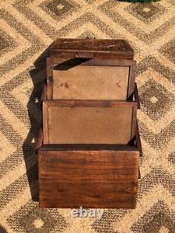 Handmade Wooden Three Step Jewelry Box Indian RoseWood