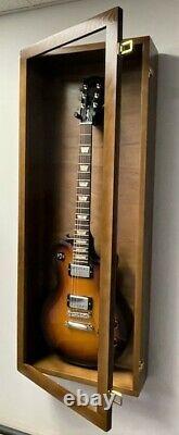 Hardwood guitar display case Glossy walnut Finish