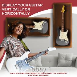 Hardwood guitar display case Glossy walnut Finish Electric Guitar Display Case