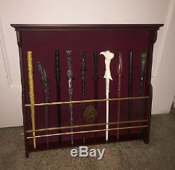 Harry Potter Hogwarts Wood Wall Display Case for Wands Voldemort, Ron, Luna