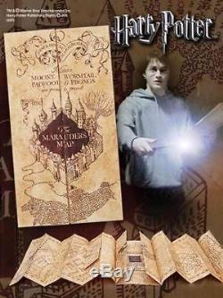 Harry Potter Licensed Marauders Map Parchment Prop Replica + Wood Display Case