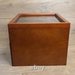 Hawthorne Village Masterpiece Railways Wood Train Display Case Glass Top Drawers