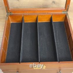 Hawthorne Village Masterpiece Railways Wood Train Display Case Glass Top Drawers
