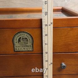 Hawthorne Village Masterpiece Railways Wood Train Display Case Glass Top Drawers