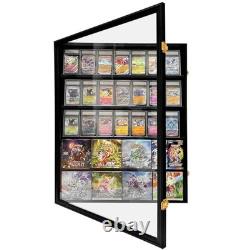 Heizi UV-Coated, Lockable Solid Wood Trading Card Display Case, Compatible wit