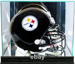 Helmet Display Case Football Black Wood Glass NFL NCAA USA Cabinet Sport Holder