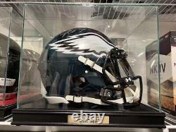 Helmet Display Case Football Black Wood Glass NFL NCAA USA Cabinet Sport Holder