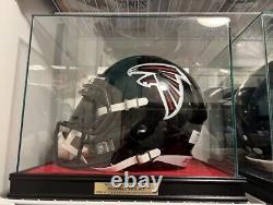 Helmet Display Case Football Black Wood Glass NFL NCAA USA Cabinet Sport Holder
