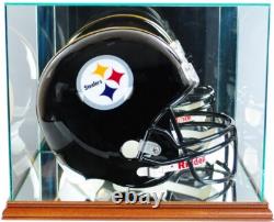 Helmet Display Case Full Size Football Walnut Solid Wood & Glass USA Shadow Box