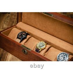 High Class Solid Wood Wooden Display Watch Box Case Chest With Lock 6 Slots