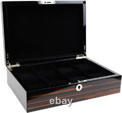High Gloss Lacquered Piano Finish 8-Slot Watch Display Case and Organizer Maple