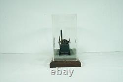 Historic Vintage Steam Engine Model on Wood Display with Case Cover