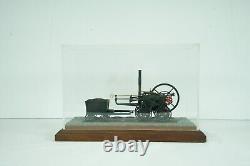 Historic Vintage Steam Engine Model on Wood Display with Case Cover