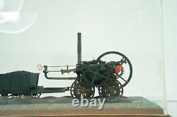 Historic Vintage Steam Engine Model on Wood Display with Case Cover