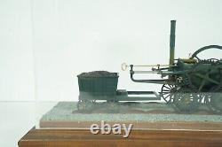 Historic Vintage Steam Engine Model on Wood Display with Case Cover