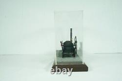 Historic Vintage Steam Engine Model on Wood Display with Case Cover