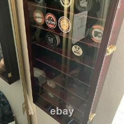 Hockey Puck Display Case 40 Black Wood Holder Cabinet Wall Baseball Shadow Box