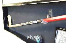 Hockey Stick Display Case Puck Black Wood Holder Cabinet Wall Frame Shadow Box