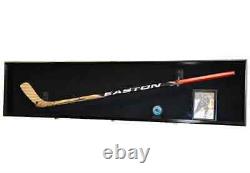 Hockey Stick Display Case Puck Black Wood Holder Cabinet Wall Frame Shadow Box