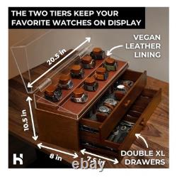Holme And Hadfield Premium 17-Slot Wooden Display Case- Extra Large HandCrafted