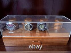 Holme & Hadfield Wooded 4 Watch Holder Display Case with 3 WATCHES BUNDLED