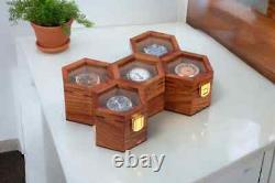 Honeycomb wooden watch display case for timepiece collection, Watch box for men