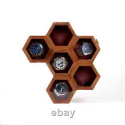 Honeycomb wooden watch display case for timepiece collection, Watch box for men
