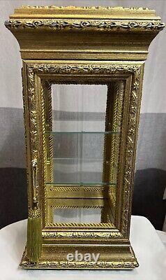 Horchow Vitrine Gold Italian Wood Display Case Rococo Style Cabinet, 1970