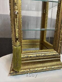Horchow Vitrine Gold Italian Wood Display Case Rococo Style Cabinet, 1970
