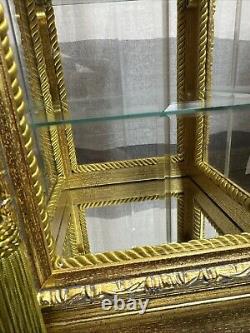 Horchow Vitrine Gold Italian Wood Display Case Rococo Style Cabinet, 1970