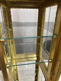 Horchow Vitrine Gold Italian Wood Display Case Rococo Style Cabinet, 1970