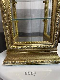 Horchow Vitrine Gold Italian Wood Display Case Rococo Style Cabinet, 1970