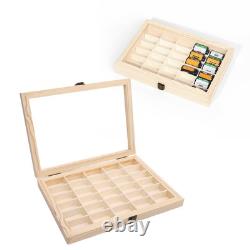 Hot Film Cassette Display Case 30 Slots Minimalist Dust Proof Solid Wood Storag