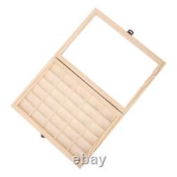 Hot Film Cassette Display Case 30 Slots Minimalist Dust Proof Solid Wood Storag