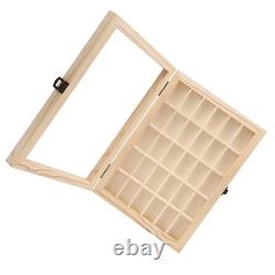 Hot Film Cassette Display Case 30 Slots Minimalist Dust Proof Solid Wood Storag