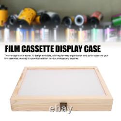 Hot Film Cassette Display Case 30 Slots Minimalist Dust Proof Solid Wood Storag