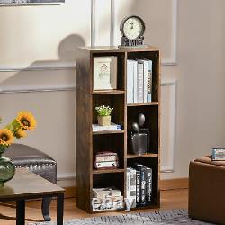 Industrial Style Bookcase Rack Wooden Storage Display Shelves Office/Study Brown