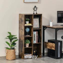 Industrial Style Bookcase Rack Wooden Storage Display Shelves Office/Study Brown