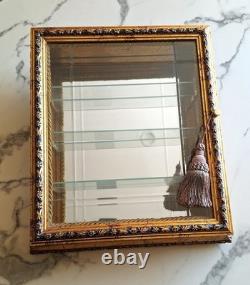 Italy Creazioni Artistiche Vitrinen Curio Gold Wood Wall Display Cabinet RARE