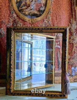 Italy Creazioni Artistiche Vitrinen Curio Gold Wood Wall Display Cabinet RARE
