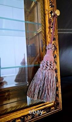 Italy Creazioni Artistiche Vitrinen Curio Gold Wood Wall Display Cabinet RARE