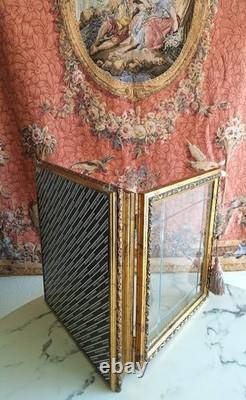 Italy Creazioni Artistiche Vitrinen Curio Gold Wood Wall Display Cabinet RARE
