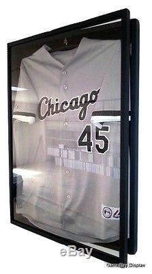 JERSEY Display Case Frame Shadow Box Baseball Basketball Black Wood Door -1- A