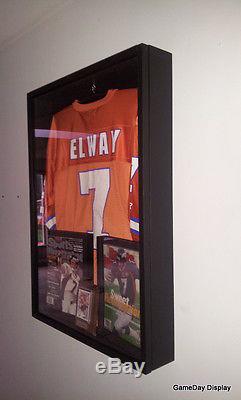 JERSEY Display Case Frame Shadow Box Football Hockey Baseball Deep Black Wood