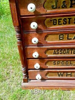 JP Coats Spool Cabinet 6 Drawer- Nice Antique