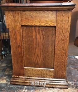 J & P Coats Spool Cabinet 4 Drawer With Wood & Brass Pulls Beautiful Patina