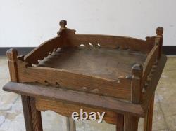 Japanese Keyaki Wood Display Case Shrine Style Glass Cabinet Vintage 44cm